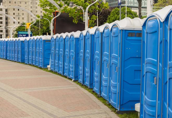 Seasonal porta potty units set up at a Marcon Dr, Los Angeles venue